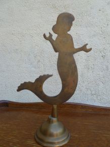 Ancien Coupe Papier Sirene en Laiton, vintage1940-1960