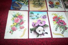 lot 8 cartes postales anciennes de fleurs 