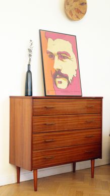 Commode vintage scandinave pieds compas 70s