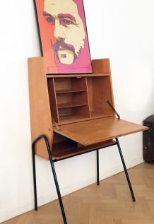 Secretaire bureau vintage Jacques Hitier 1950