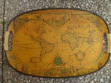 Plateau mappemonde résine fibre verre , vintage