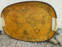 Plateau mappemonde résine fibre verre , vintage