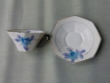 Service à café MC&amp;amp;Cie, porcelaine de Limoges, motif floral géométrique, années 1920