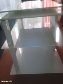 Table basse TV + plateau tournant en verre 