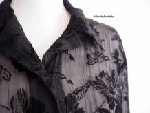 Chemise tunique déshabillé voile noir velours dévoré vintage 90's