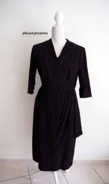 Robe porteuille brocart violine vintage 50's 60's