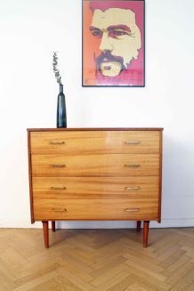 Commode vintage scandinave pieds compas 60's camel - Livraison OFFERTE