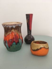 Lot de 3 vases en céramique vintage