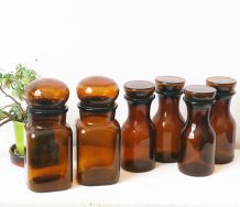Lot de pots vintage ambrés