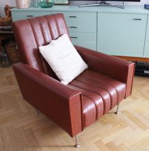 Grand Fauteuil marron années 60