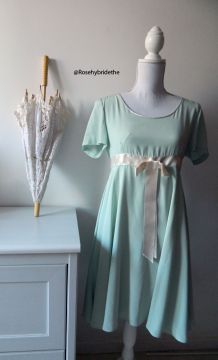 Robe babydoll fluide vert menthe vintage 60's