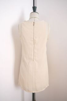 Robe droite neuve fleur beige chic preppy