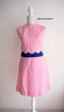 Robe babydoll mod Twiggy rose vintage 60's