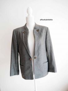 Veste autrichienne en laine grise vintage 70's