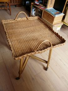 desserte/table roulante osier bambou