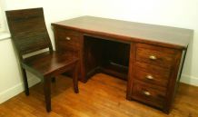 Bureau et sa chaise en teck massif 