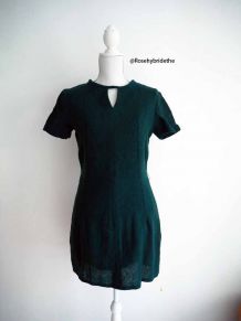 Robe babydoll en laine vert sapin vintage 50's 60's