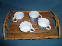 plateau  vintage  en  bambou