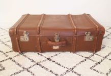 Malle valise marron vintage années 70