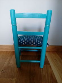 Petite chaise d'enfant, fauteuil de petite princesse bleu turquoise