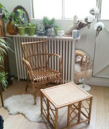 Fauteuil rotin vintage