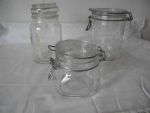 Lot 3 bocaux  en verre blanc Vintage