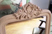 Grand miroir trumeau ancien de cheminée de 1m20