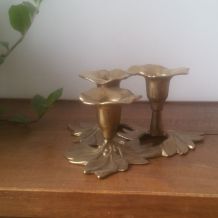 Bougeoir laiton vintage forme rose