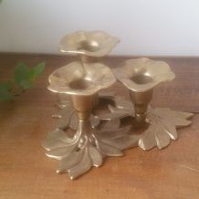 Bougeoir laiton vintage forme rose