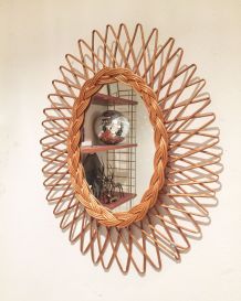 Miroir rotin vintage 