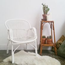 Fauteuil corbeille blanc vintage