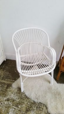 Fauteuil corbeille blanc vintage
