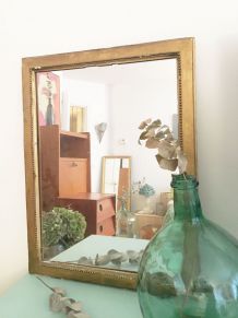 Miroir doré vintage patiné 70's