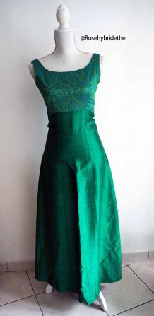 Robe longue de soirée moirée brocart vintage 1960's