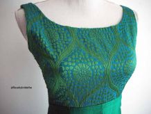 Robe longue de soirée moirée brocart vintage 1960's