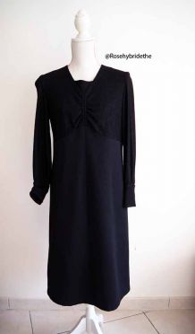 Robe babydoll bi-matière noire pailletée vintage 60's