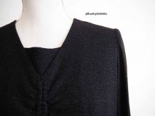 Robe babydoll bi-matière noire pailletée vintage 60's