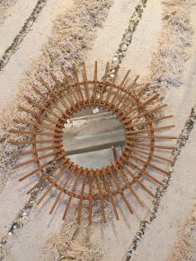 Miroir en rotin vintage 