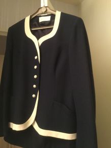 Tailleur bleu marine et blanc vintage