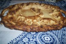 PLATEAU DE TABLE IMITATION BOIS EN PLASTIQUE DUR 1960 