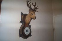 ancien barometre tete de cerf + de 40 cm de haut 