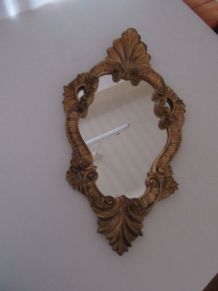 Beau miroir doré florentin rocaille, baroque, rococo, pare-close, style, décoratif, 52 cm X 29 cm très bon état