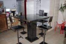 Table Haute Ferronnerie d'Art + 6 tabourets