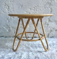 Table basse en rotin vintage 