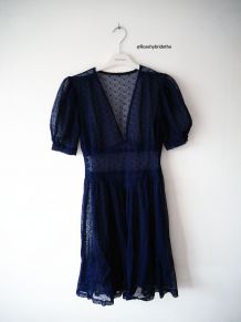 Robe en dentelle bleue marine vintage 40's