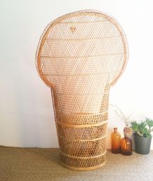 Grand fauteuil Emmanuelle rotin vintage