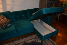 JOLI CANAPE D'ANGLE bleu - CONVERTIBLE - NEUF 