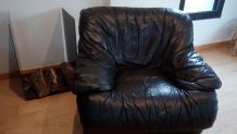 2 Fauteuils cuir noir