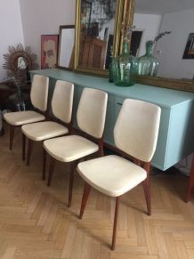  lot de 4 Chaises vintage scandinave blanches 
