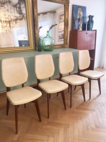  lot de 4 Chaises vintage scandinave blanches 